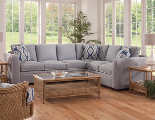 Transitional Two-Piece L Sectional with Flared Tapered Arms