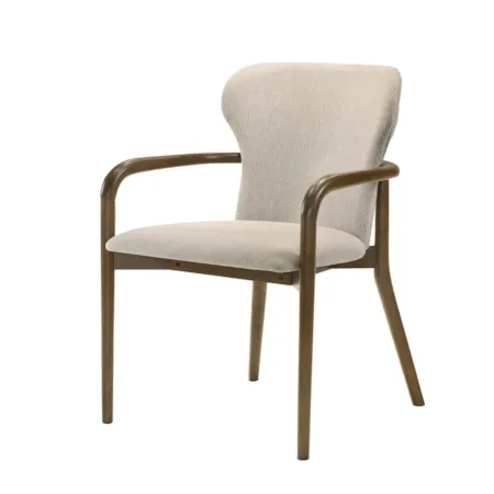 Upholstered Exposed-Wood Dining Arm Chair