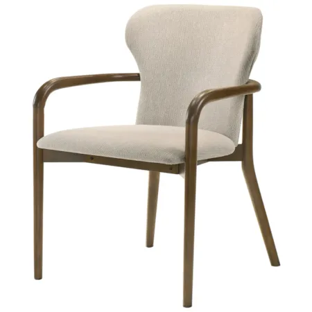 Upholstered Exposed-Wood Dining Arm Chair