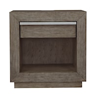 Contemporary Nightstand with Soft-Close Drawers, Outlet, & USB Charging