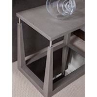 Contemporary Rectangular Faux Shagreen End Table with Antique Mirror Shelf