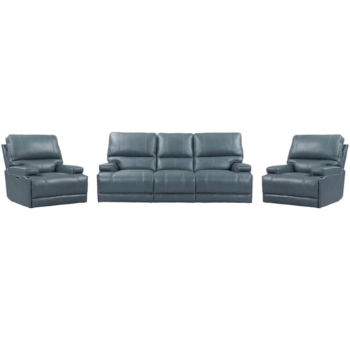 Casual Cordless Power Reclining Sofa and Dual Recliners Set with Power Headrests