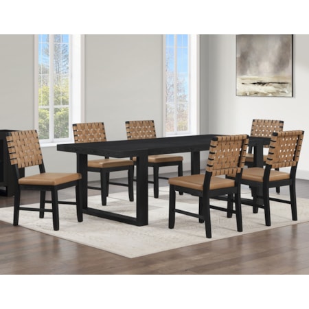 7-pc. Extension Dining Set w/Web-Back Chairs