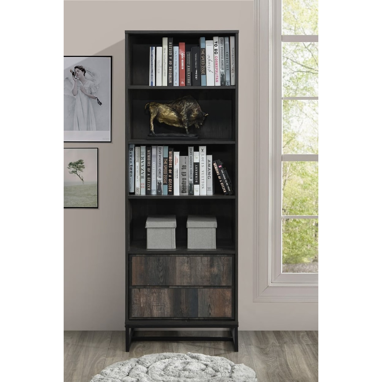 Milton Greens Stars Bookshelves 69" H RUSTIC GREY BOOK SHELVES |