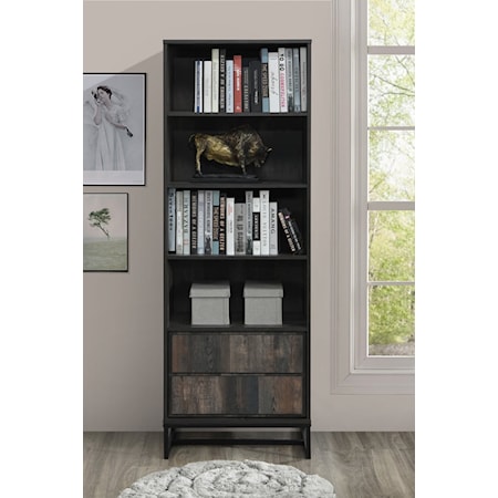 69" H RUSTIC GREY BOOK SHELVES |