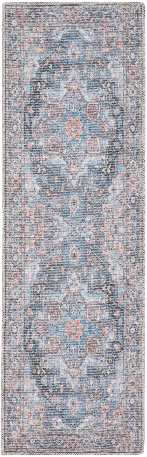 2' X 6' Light Blue Multi Runner Rug