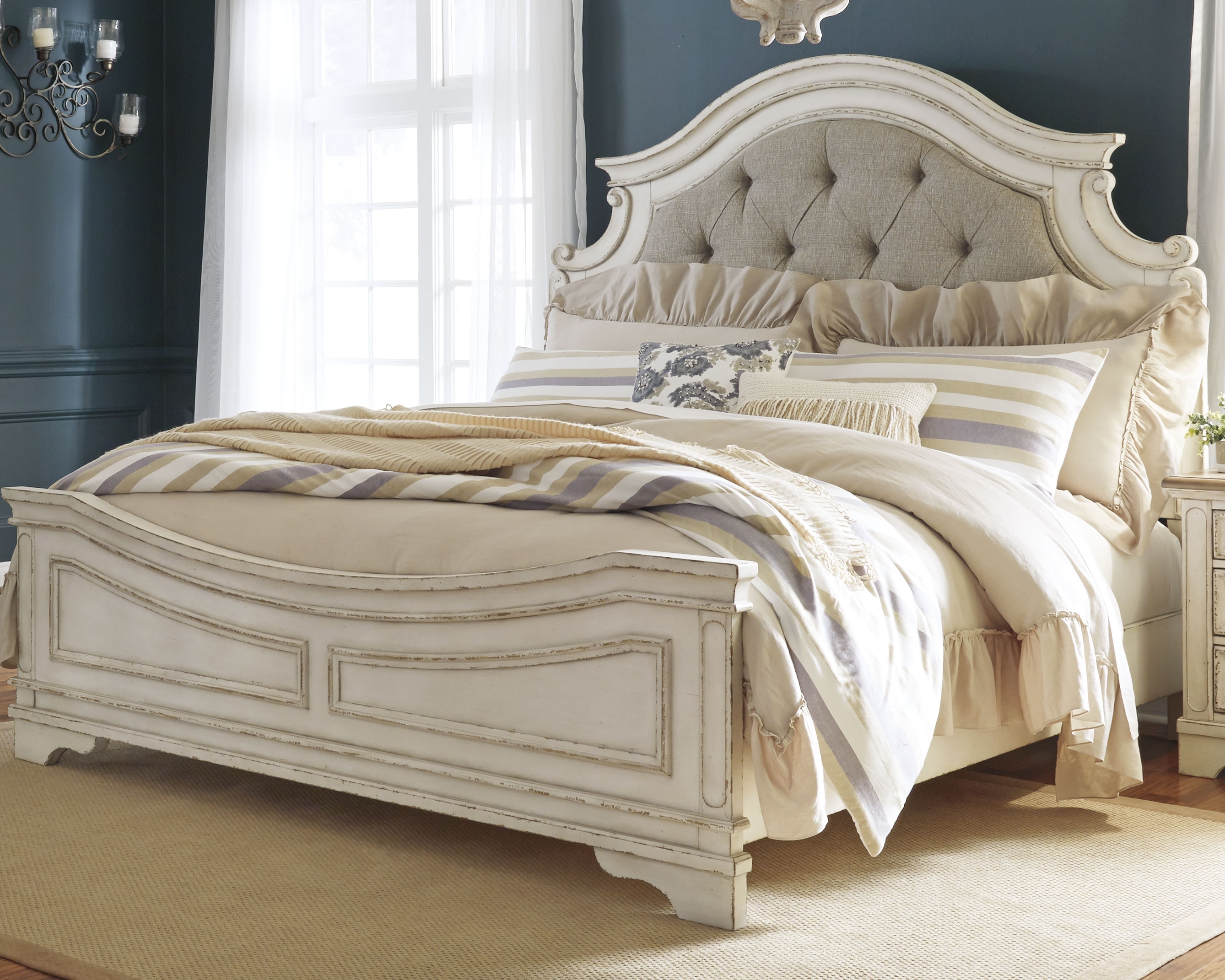King Upholstered Panel Bed