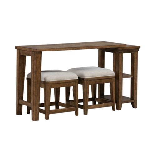 Transitional Rectangular Console Table with Stools