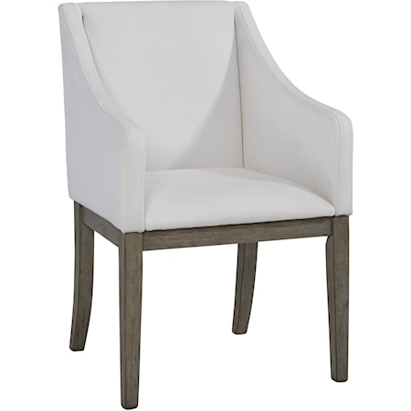 Dining Arm Chair in Off-White Faux Leather