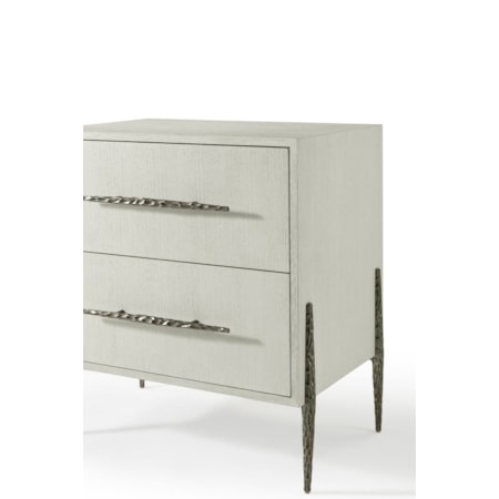 Two Drawer Nightstand with Metal Legs