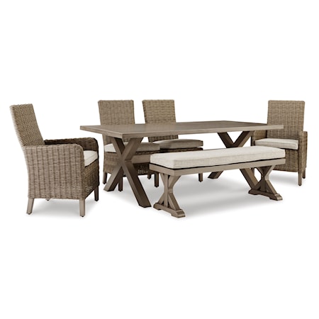 6-Piece Outdoor Dining Set with Bench