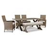 Signature Design Beach Front 6-Piece Outdoor Dining Set with Bench