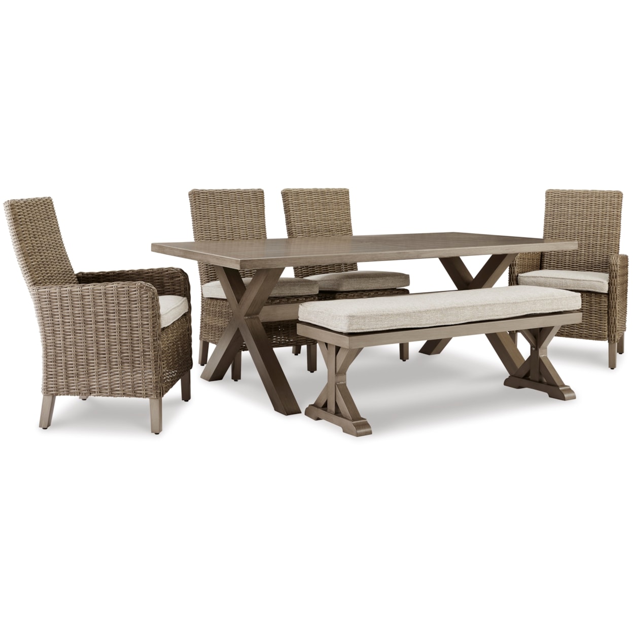 Michael Alan Select Beach Front 6-Piece Outdoor Dining Set with Bench