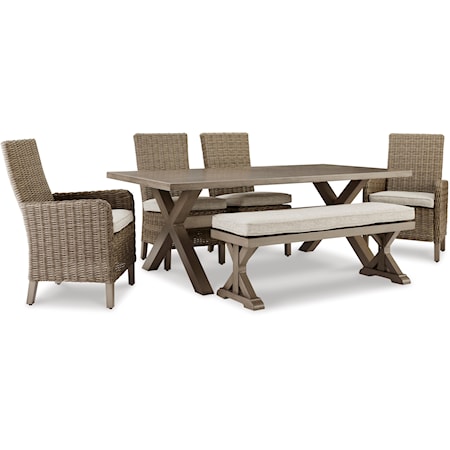 6-Piece Outdoor Dining Set with Bench