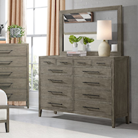 Contemporary 12-Drawer Dresser and Mirror Set