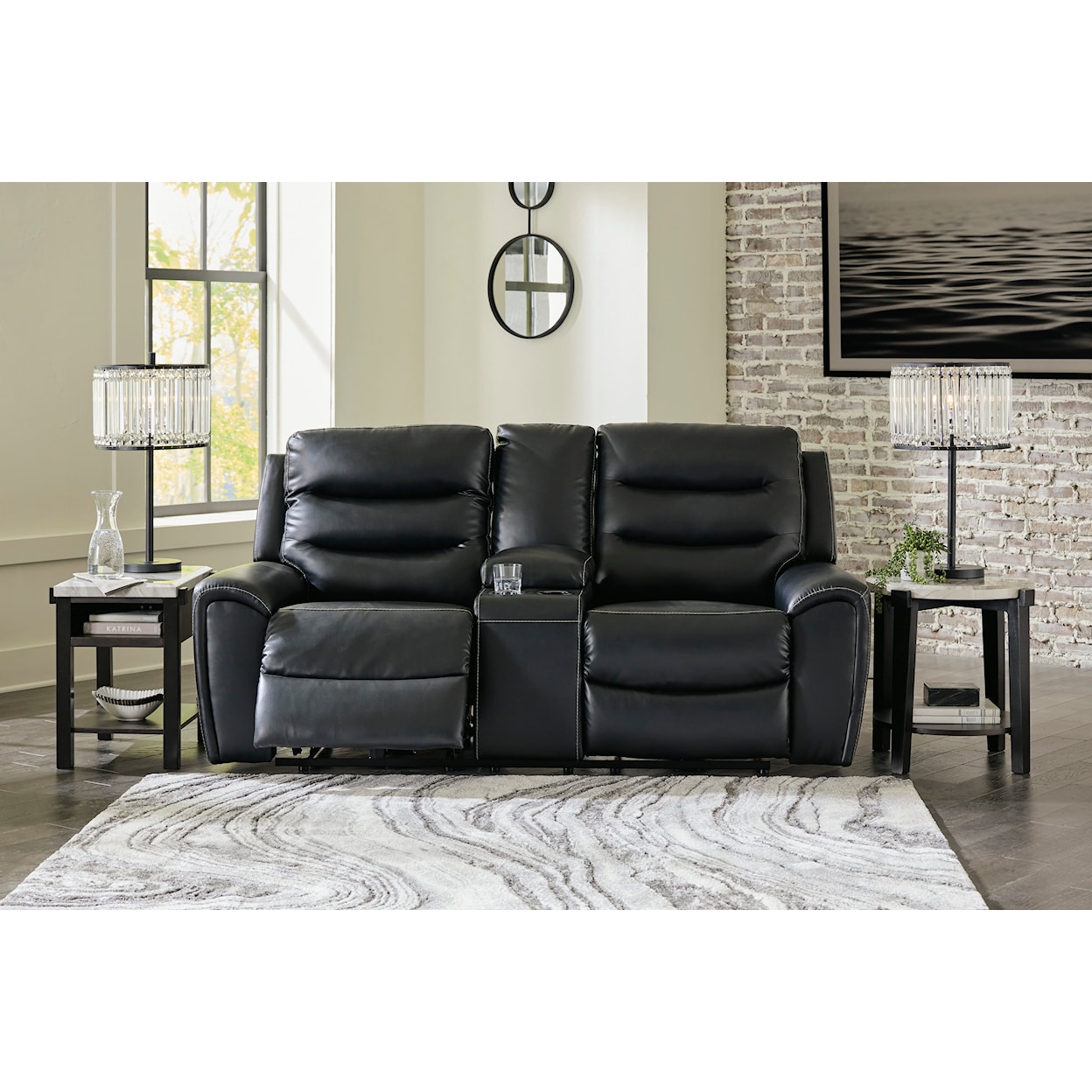 Signature Design by Ashley Warlin Power Reclining Loveseat with Console