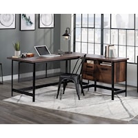 Industrial L-Shaped Computer Desk with Metal Frame