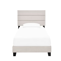 Contemporary Twin One Box Slat Bed in Fog