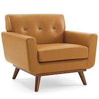 Top-Grain Leather Living Room Lounge Accent Armchair