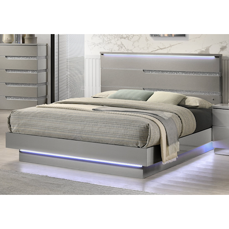 Contemporary Queen Bed with LED Lighting