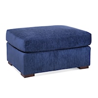 Transitional Small Ottoman with Topstitching