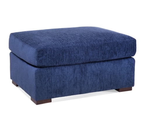 Transitional Small Ottoman with Topstitching