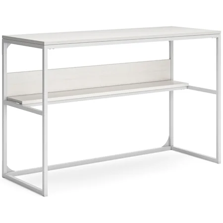 White Home Office Desk with Lower Shelf
