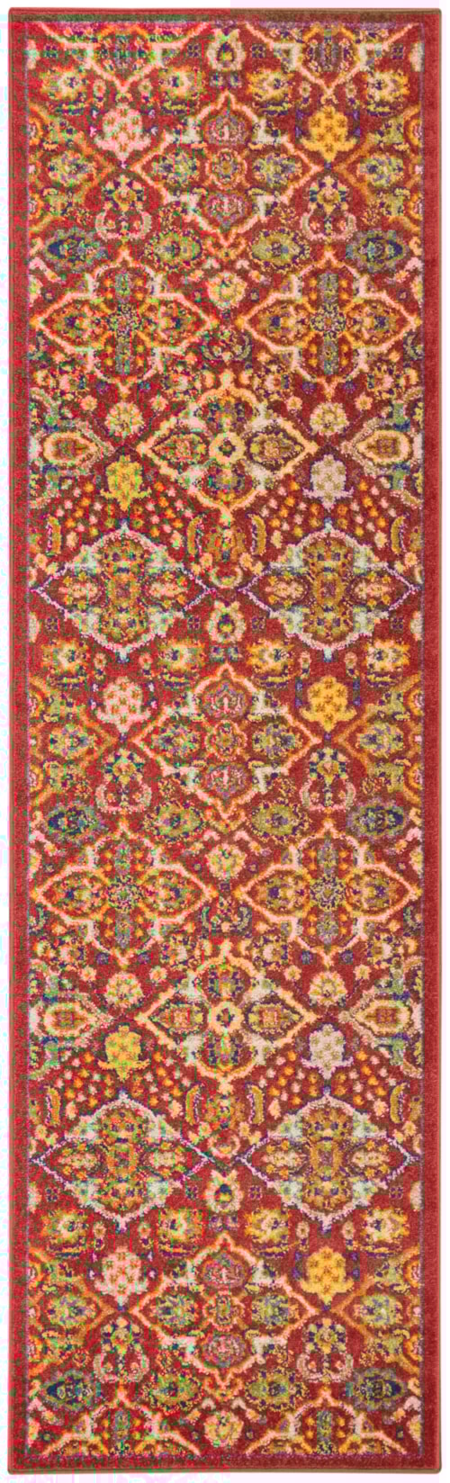 2'3" x 7'6" Red Multicolor Runner Rug