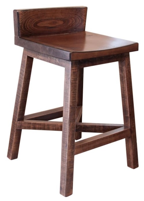 Rustic Counter Height Stool with Low Back