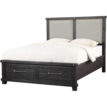 Full Upholstered Footboard Storage Bed