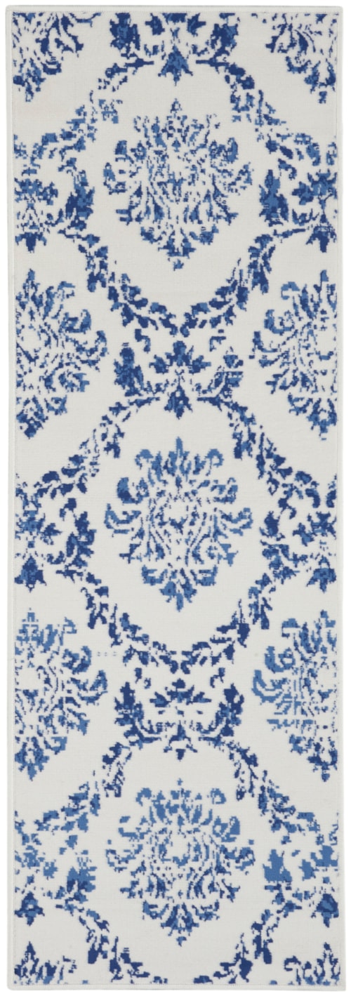 2' x 8' Ivory Navy Runner Rug