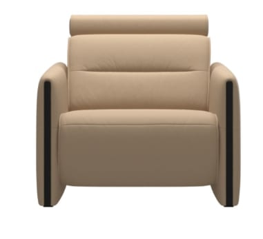 Contemporary Power Recliner with Power Headrest and Wood Arms