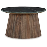 Round Accent Coffee Table with Marble Top