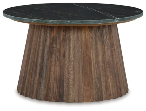 Round Accent Coffee Table with Marble Top