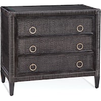 Transitional 3- Drawer Chest with Inset Glass Top