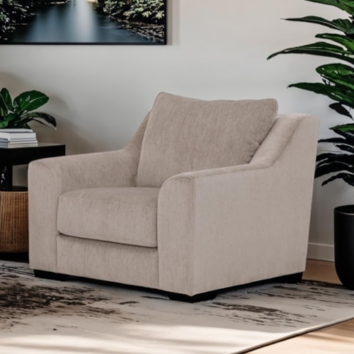 Contemporary Tapered Slope Arm Chair and a Half with Throw Pillows