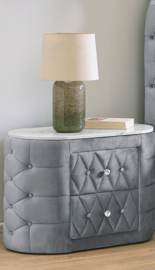 Glam 2-Drawer Night Stand with Tufting
