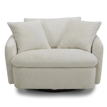Casual Swivel Accent Chair with 2 Throw Pillows
