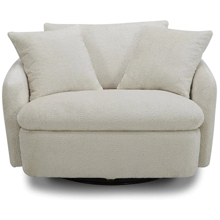 Casual Swivel Accent Chair with 2 Throw Pillows