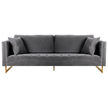 Modern Velvet Sofa with Brass Legs