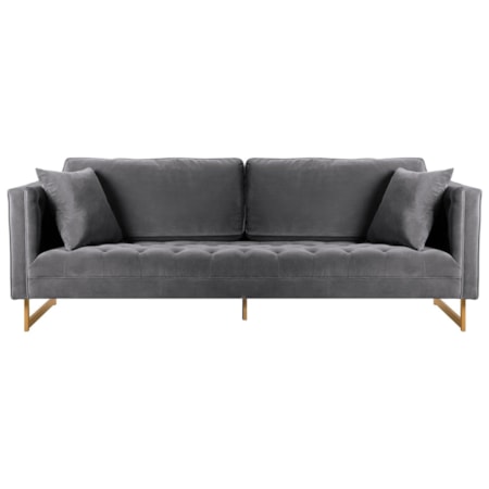 Velvet Sofa with Channel Tufted Seats