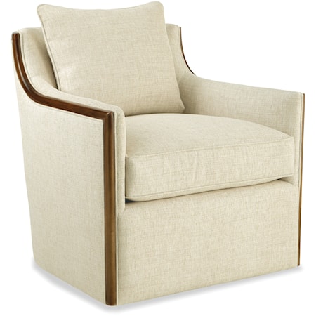 Transitional Swivel Chair with Wood Accents