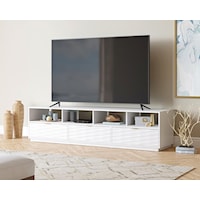 Contemporary Three-Drawer TV Credenza with Open Shelf Storage