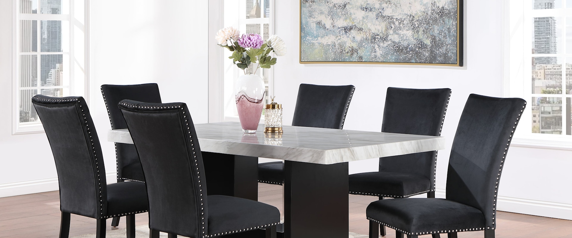 Contemporary Dining Table with 4 Dining Chairs