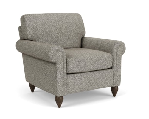 Transitional Accent Chair with Rolled Arms