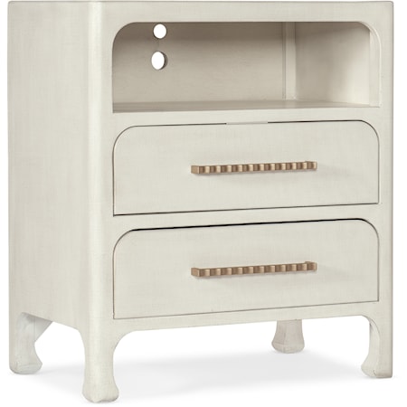Casual 2-Drawer Nightstand with USB Ports and Open Shelf