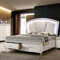 Glam King Bed with Footboard Storage