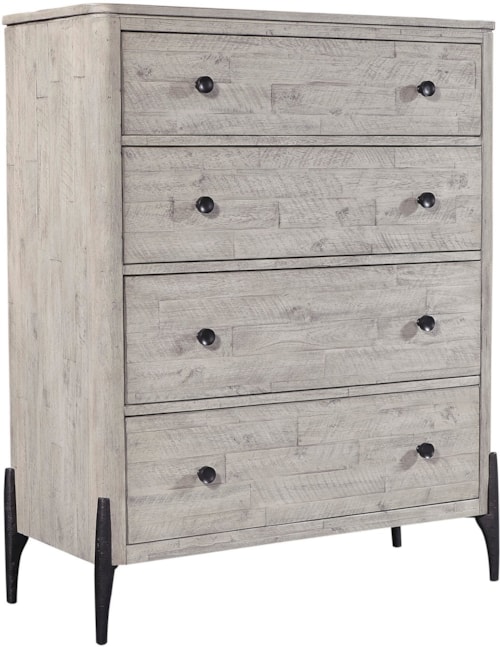 Contemporary 4-Drawer Bedroom Chest with Felt-Lined Top Drawer