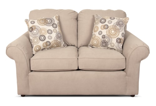 Casual Loveseat with Flared Rolled Arms