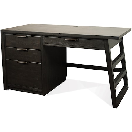 Single Pedestal Desk with Outlet Bar in Top Panel